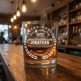Aged to Perfection Whiskey Glass