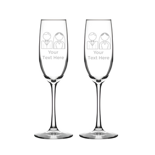 Wedding Couple Customized Engraved champagne glass set