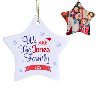 Personalized “We Are Family” Star Ornament – Custom Name, Date & Photo Things Engraved