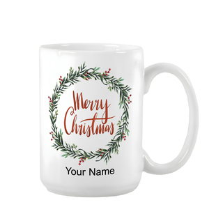 Christmas Wreath Ceramic Mug 15 oz