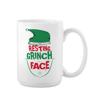 Resting Grinch Face Christmas Mug 15 oz