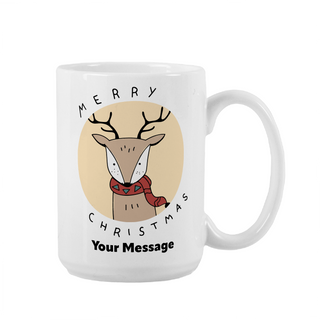 Merry Christmas Reindeer Ceramic Mug 15 oz