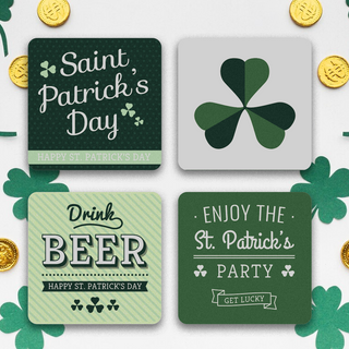 Set of 4 Coasters with St Patrick's Day Theme designs