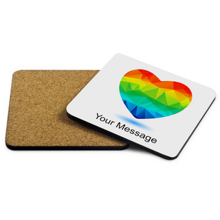 Geometric Rainbow Heart Square Coaster