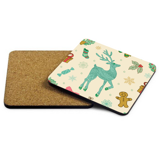 Christmas Wrapping Paper Design Square Coaster