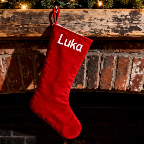 Solid Colour Christmas Stockings with Embroidered Name Things Engraved