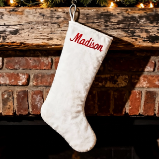 Solid Colour Christmas Stockings with Embroidered Name Things Engraved