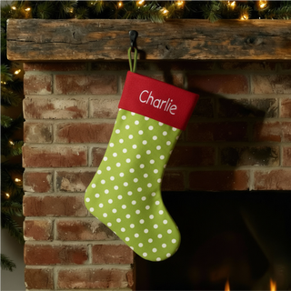 Green Polka Dot Stocking Things Engraved