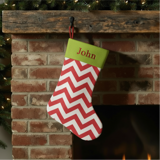 Red Chevron Stocking Things Engraved