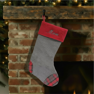 Red & Grey Classic Knitted Christmas Stocking Things Engraved