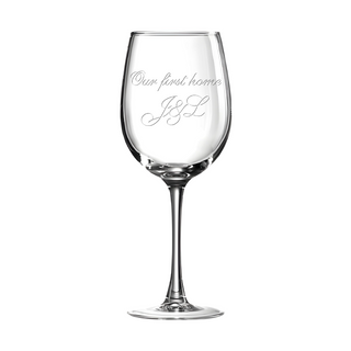 Custom Engraved Our First Home White Wine Glass