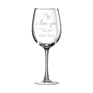 Verre à vin blanc gravé personnalisé « Je t'aime » 12 oz