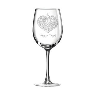 Pretty Heart White Wine Glass