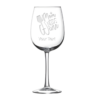 Mom Needs Wine Engraved Red Wine Glass