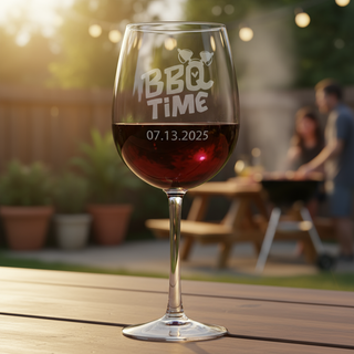 It's BBQ Time Red Wine Glass Things Engraved