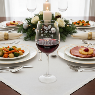 Personalized “Mommy Needs Her Jingle Juice” Red Wine Glass | Custom 15oz Holiday Wine Glass | Funny Christmas Gift