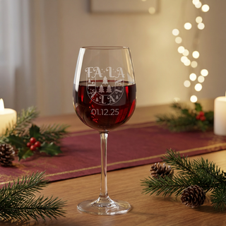 Christmas Theme Red Wine Glass