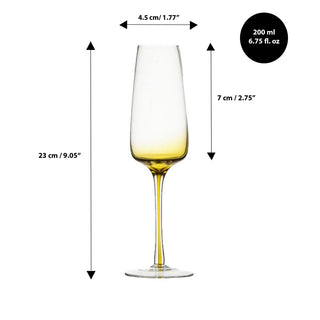 Personalized Christmas Amber Flute Glass 200ml/7oz – Engraved Crystal Champagne Glass Set