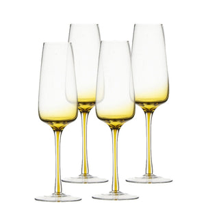 Personalized Christmas Amber Flute Glass 200ml/7oz – Engraved Crystal Champagne Glass Set