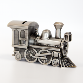 Pewter Train Bank with Custom Engraving