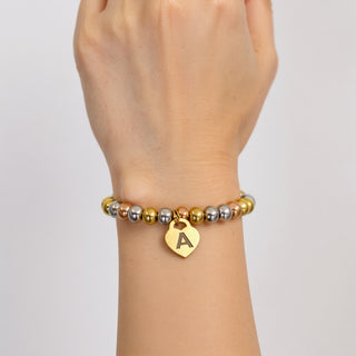 Custom Heart Charm Bracelet - Tri Colour