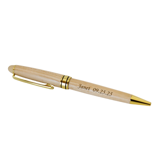 Maple Engraved Pen Set - Ballpoint Pen in Personalized Wooden Box