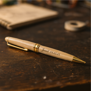 Maple Engraved Pen Set - Ballpoint Pen in Personalized Wooden Box