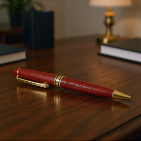 Rosewood Engraved Pen Set - Ballpoint Pen in Personalized Wooden Box - Things Engraved