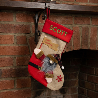 Personalized Gnome Plush Face Christmas Stocking | Signature Collection