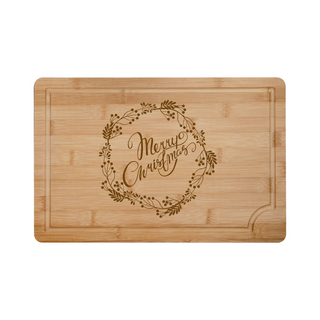 Personalized Merry Christmas Bamboo Cutting Board – Small | Custom Engraved Holiday Serving Board Things Engraved
