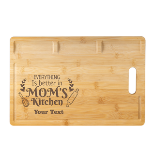 Everything is Better in Mom's Kitchen Large Bamboo Cheese Board With Handle