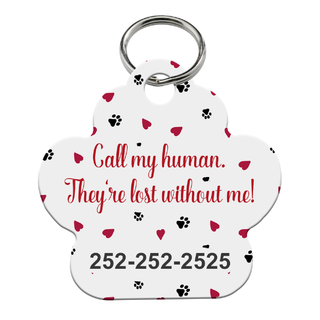 Call My Human Paw Shape Pet Tag