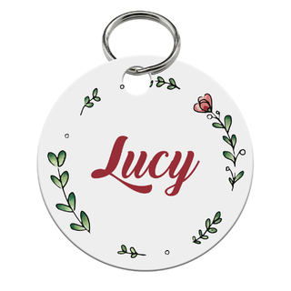 Floral Framed Round Pet Tag