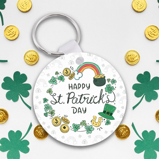 Round MDF Keychain with Saint Partick Day Message