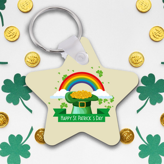 MDF Star Happy St Paddy's Day Keychain with print