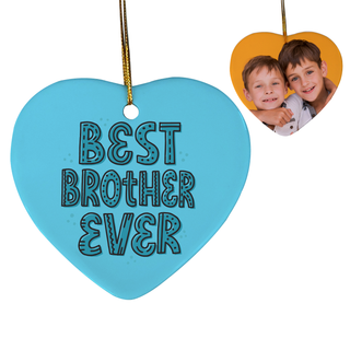 Custom Best Sibling Ever Heart Shaped Ceramic Ornament