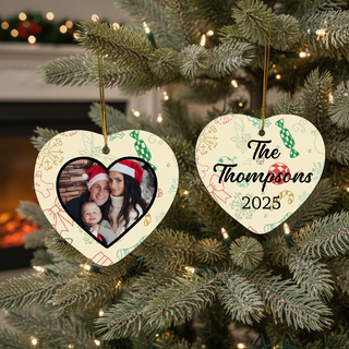 Merry Christmas Ceramic Heart Ornament - Symbols