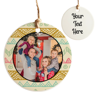 Christmas Wallpaper Framed Photo Round Ceramic Ornament