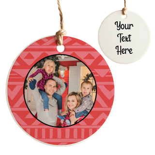 Christmas Wallpaper Framed Photo Round Ceramic Ornament