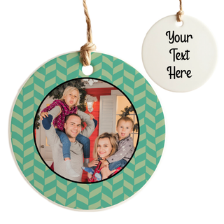 Christmas Wallpaper Framed Photo Round Ceramic Ornament