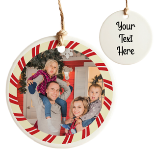 Christmas Wreath Custom Photo Ceramic Round Ornament