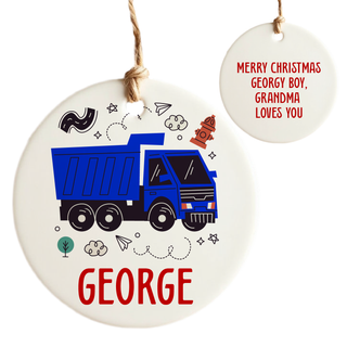 Toy Truck Custom Ceramic Round Ornament