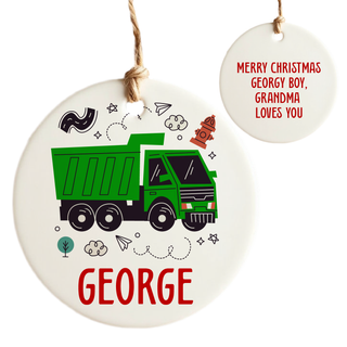 Toy Truck Custom Ceramic Round Ornament