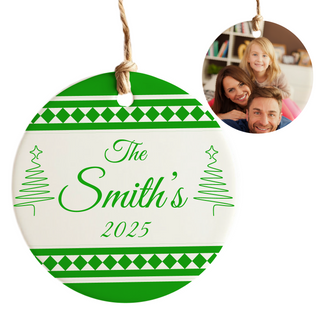 Family Name Custom Ceramic Round Ornament Things Engraved