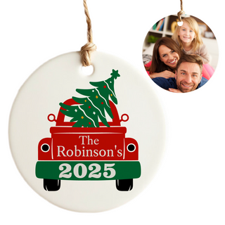 Family Name Custom Round Ceramic Ornament Things Engraved