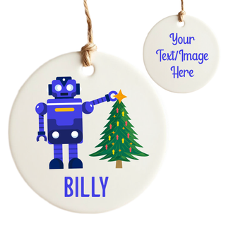 Toy Robot Ceramic Round Ornament