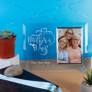 Happy Mother’s Day Custom Engraved Standing Glass Picture Frame