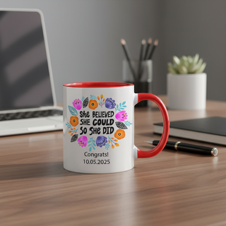 She Believed She Could, So She Did Custom Ceramic Mug 11 oz Things Engraved