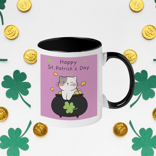 Cat in Pot of Gold St. Patrick's Day Ceramic Mug 11 oz