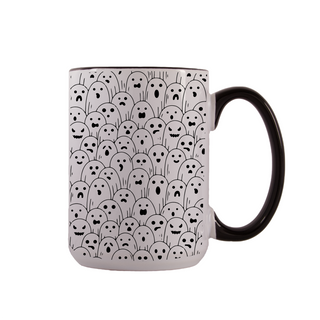 Spooky Ghosts Ceramic Mug with Black Inlay